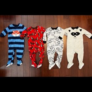 Lot of 4 12 Months Fleece Footie PJs